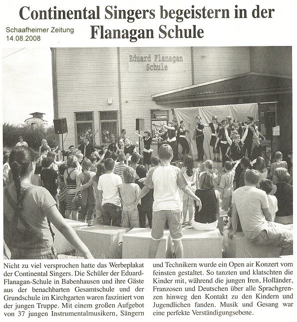 2008-08 Pressebericht Intzern. Continental Singers and Orchestra in Babenhausen